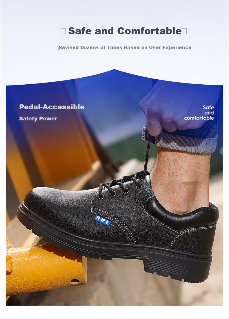BlueOwl Shield Men's Lightweight Breathable Anti-Static Cowhide Safety Shoes Anti-Smash Puncture Resistant Gas Station Construction Slip-Resistant Shoes DL233A Size 42 4