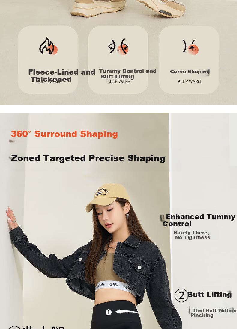 Free Style Women's High Waist Thermal Leggings Autumn Winter Fleece Lined Sharkskin Pants Shaping Tummy Control Hip Lift Knee Protection 2