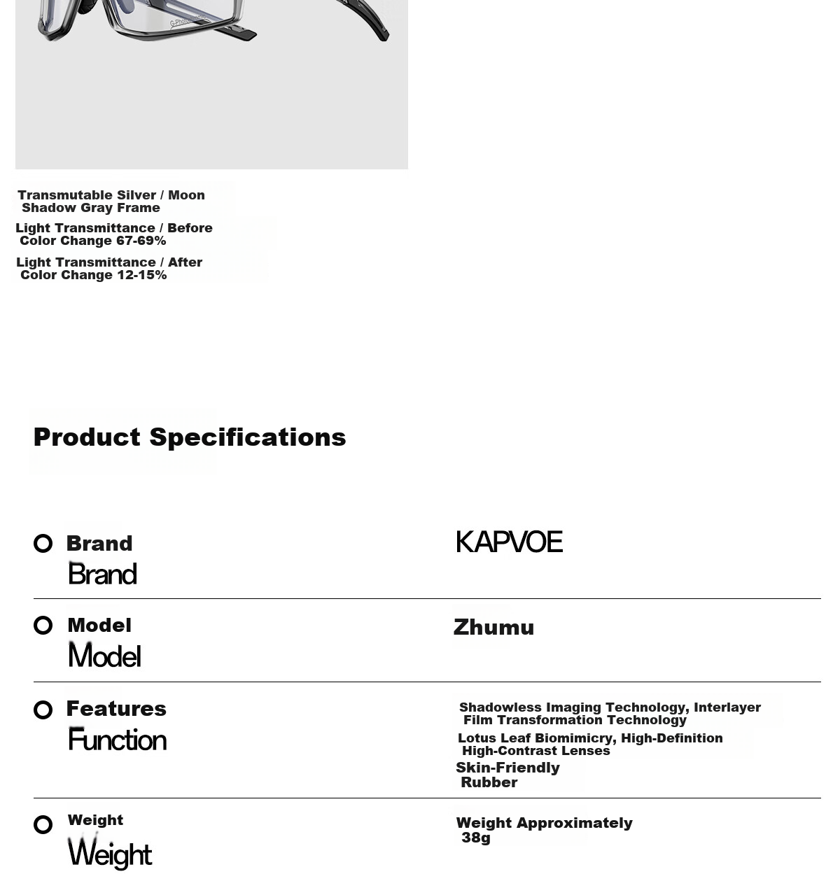 KAPVOE Zhumu Photochromic Cycling Glasses Outdoor Sports Bicycle Protective Day and Night Goggles 30