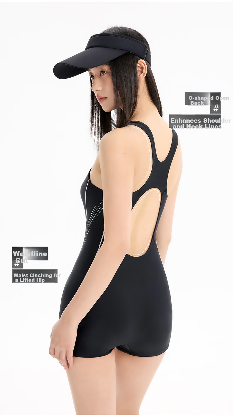 LI-NING Women's One-Piece Square Leg Professional Sports Swimsuit, Tummy Control, Slimming, Spa Vacation Swimwear 1471 Black 2XL 10