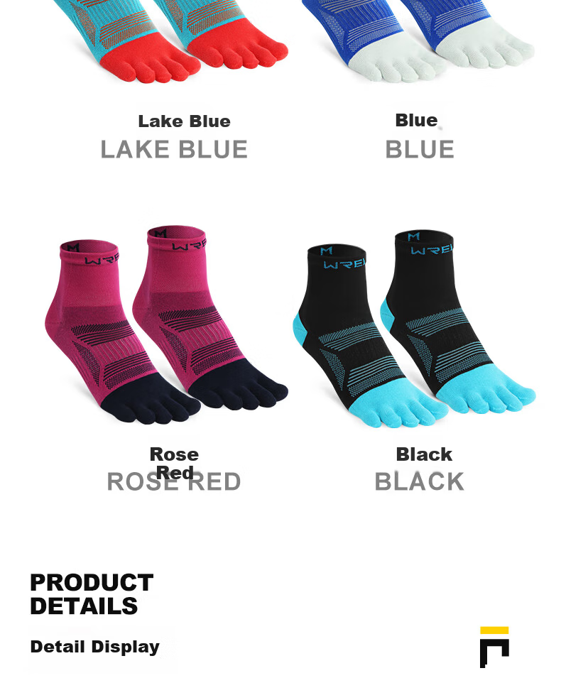Riels Sports Five-Toe Socks Trail Running Professional Socks Unisex Hiking Breathable Sweat-Absorbing Mid-Calf Cotton Socks 16