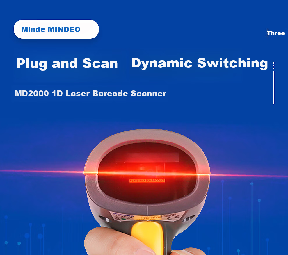 MINDEO MD2000 1D Laser Barcode Scanner Reader 1