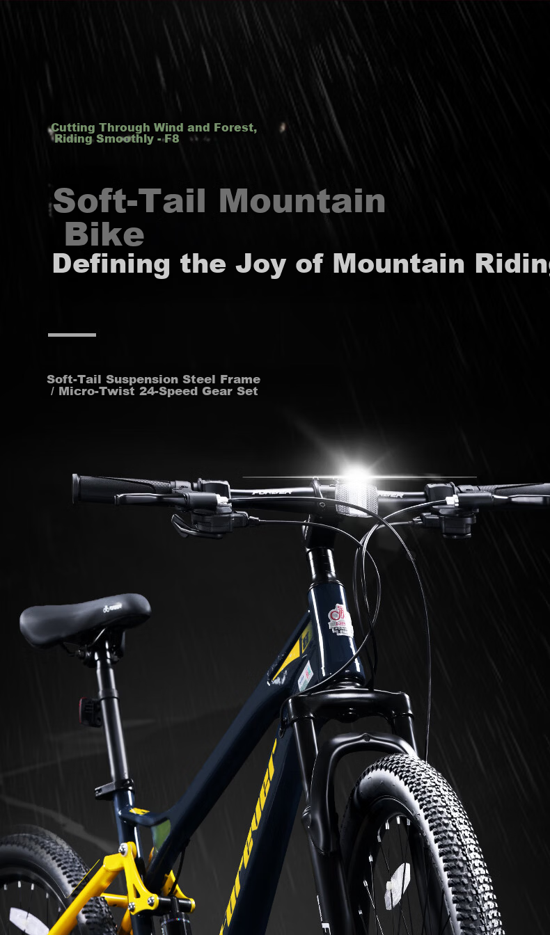 Forever Soft Tail Mountain Bike [Buy Today Ride Tomorrow] 24-Speed Starry Blue Hydraulic Disc Brake 26-Inch 2