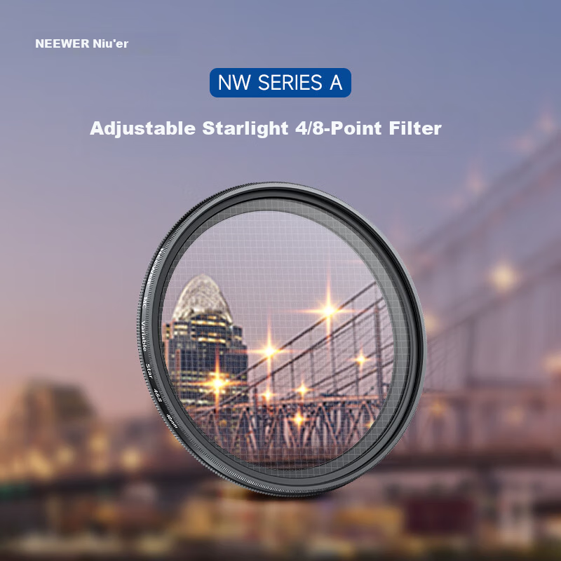 NEEWER Adjustable 4/8-Point Star Filter Short Line Starburst Lens Filter 58mm for Canon Sony Nikon Fuji Tamron Sigma Leica DSLR Mirrorless Cameras