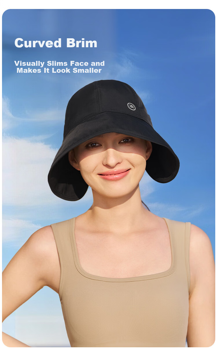 Zhenxiang Women's Summer Bucket Hat Versatile Sun Protection UV Shield Face Covering Small Black B956 7