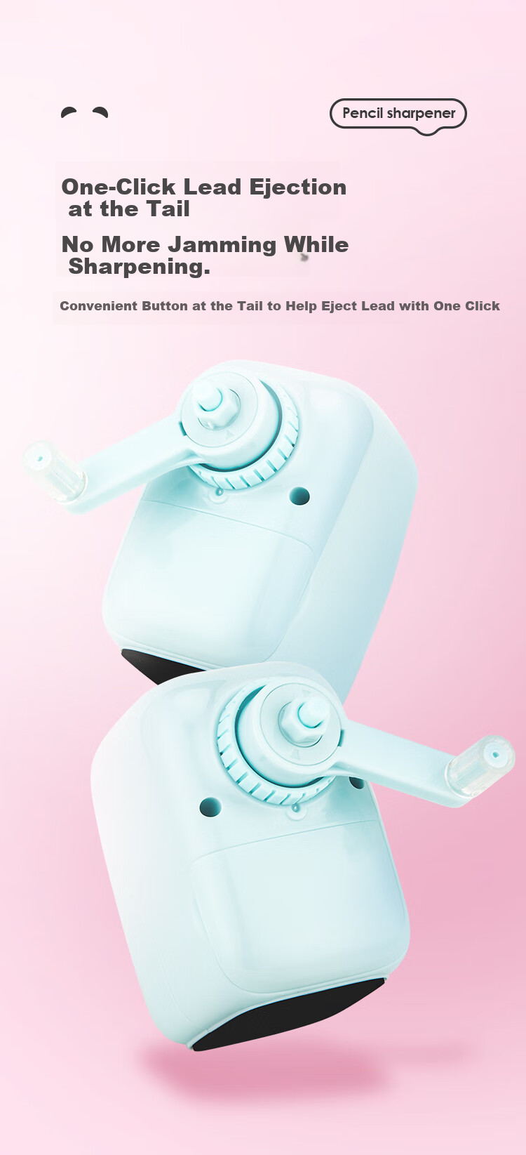 COMIX Automatic Pencil Sharpener Student Hand-Crank Alloy Steel Pencil Sharpener Cartoon Pencil Sharpener Exam Gift for Primary School Students Blue XS-63 6