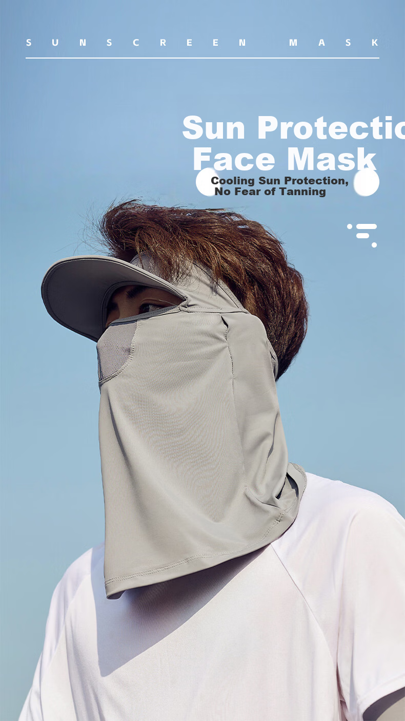 40,000KM Cycling Sun Protection Face Mask Men's Summer Full Face Sunshade Neck Guard UV Resistant Outdoor Fishing Ice Silk Breathable 1