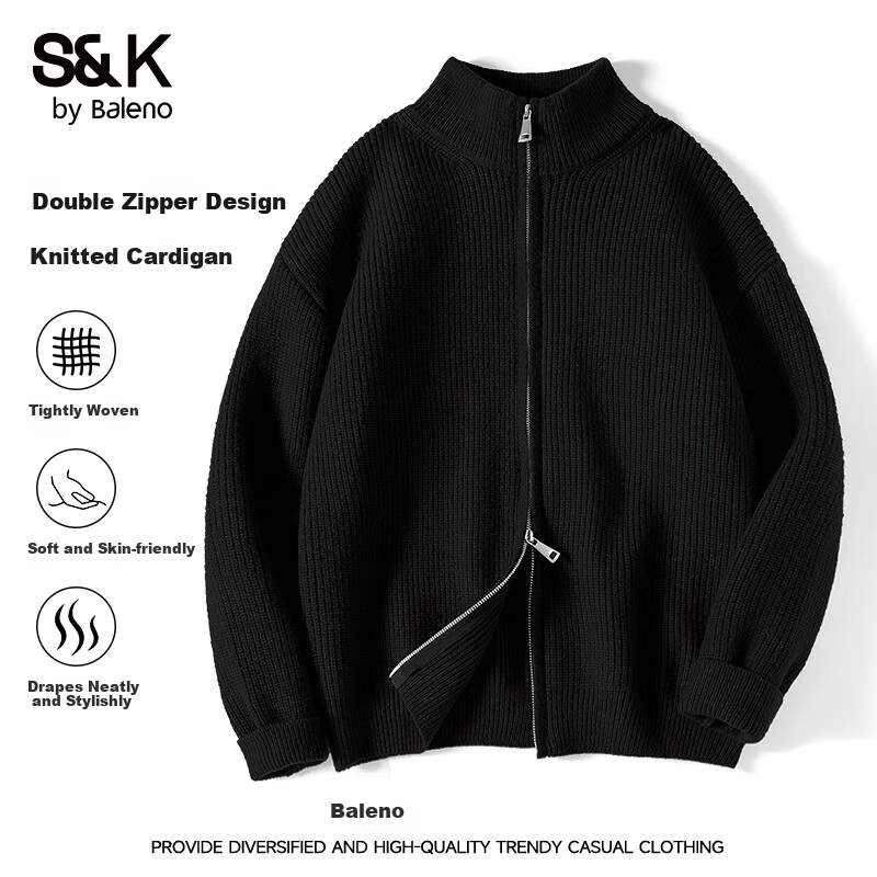 Baleno S&K Series Men's Knit Sweater Autumn Winter Thickened Simple Casual Warm Jacket Daily Versatile Loose Outerwear