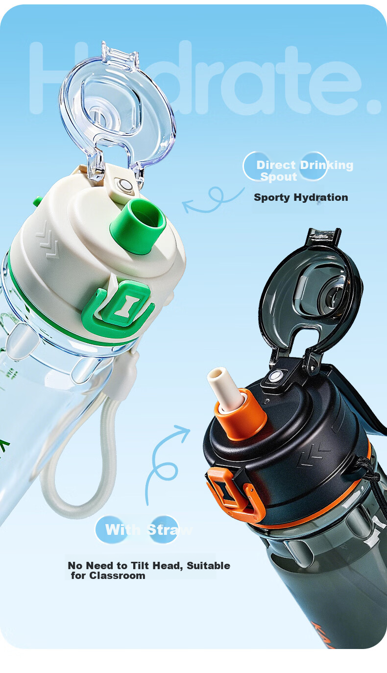 Cica Spray Sports Water Bottle for Children Students 6-12 Years Old Summer Large Capacity Tritan Cup 6