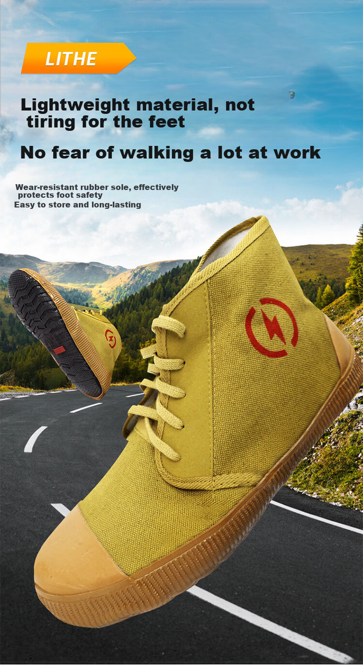 Shengan High-Top Insulated Shoes, 5KV Factory Workshop Equipment Maintenance Work Shoes, Canvas Power Engineering Breathable Non-Slip Wear-Resistant Soft-Soled Liberation Shoes, Size 43 5