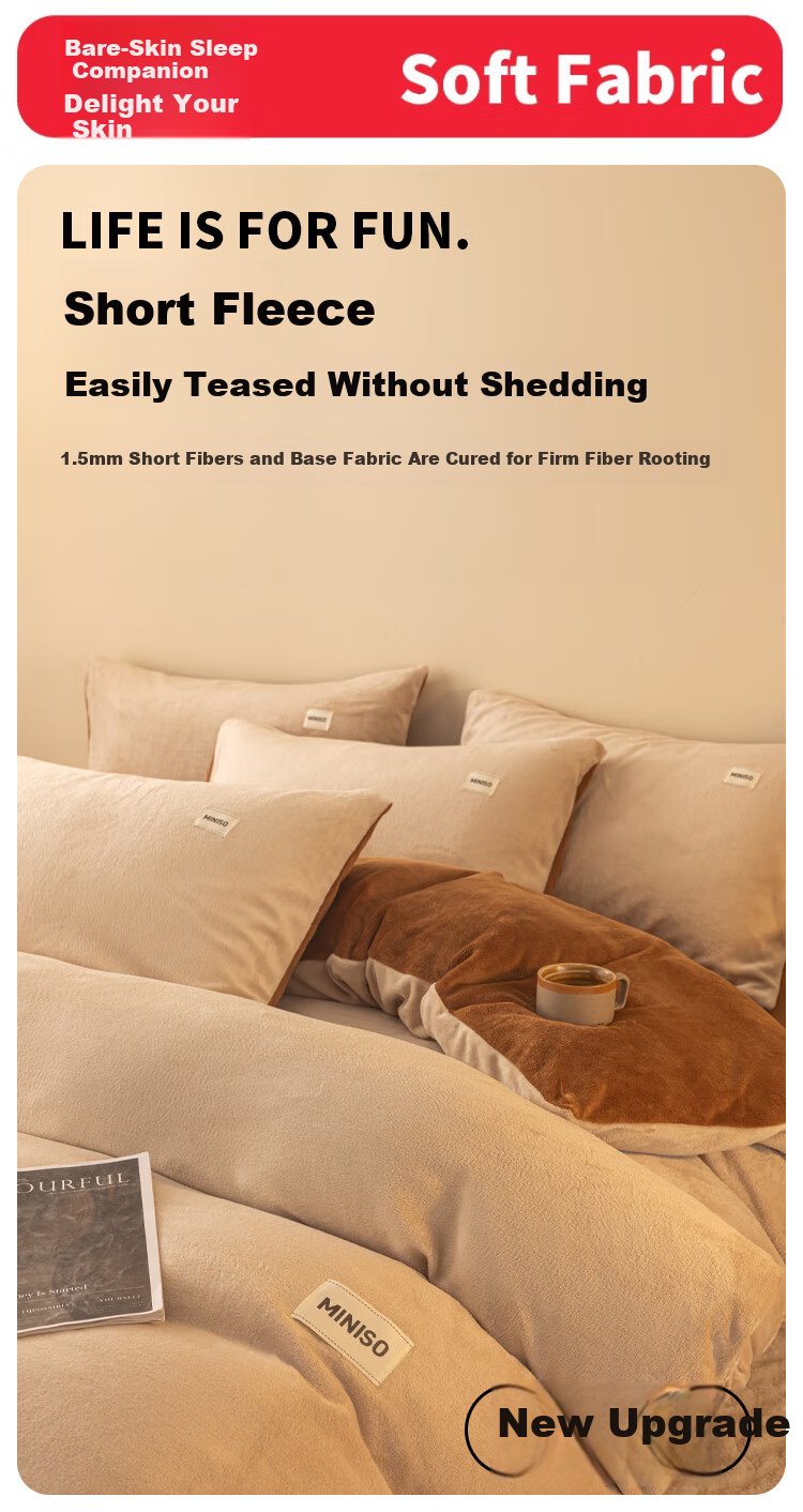 MINISO Milk Velvet Duvet Cover 150x200cm Winter Fleece Quilt Single Piece for Student Dormitory Single Bed 1.5m X 2m 5