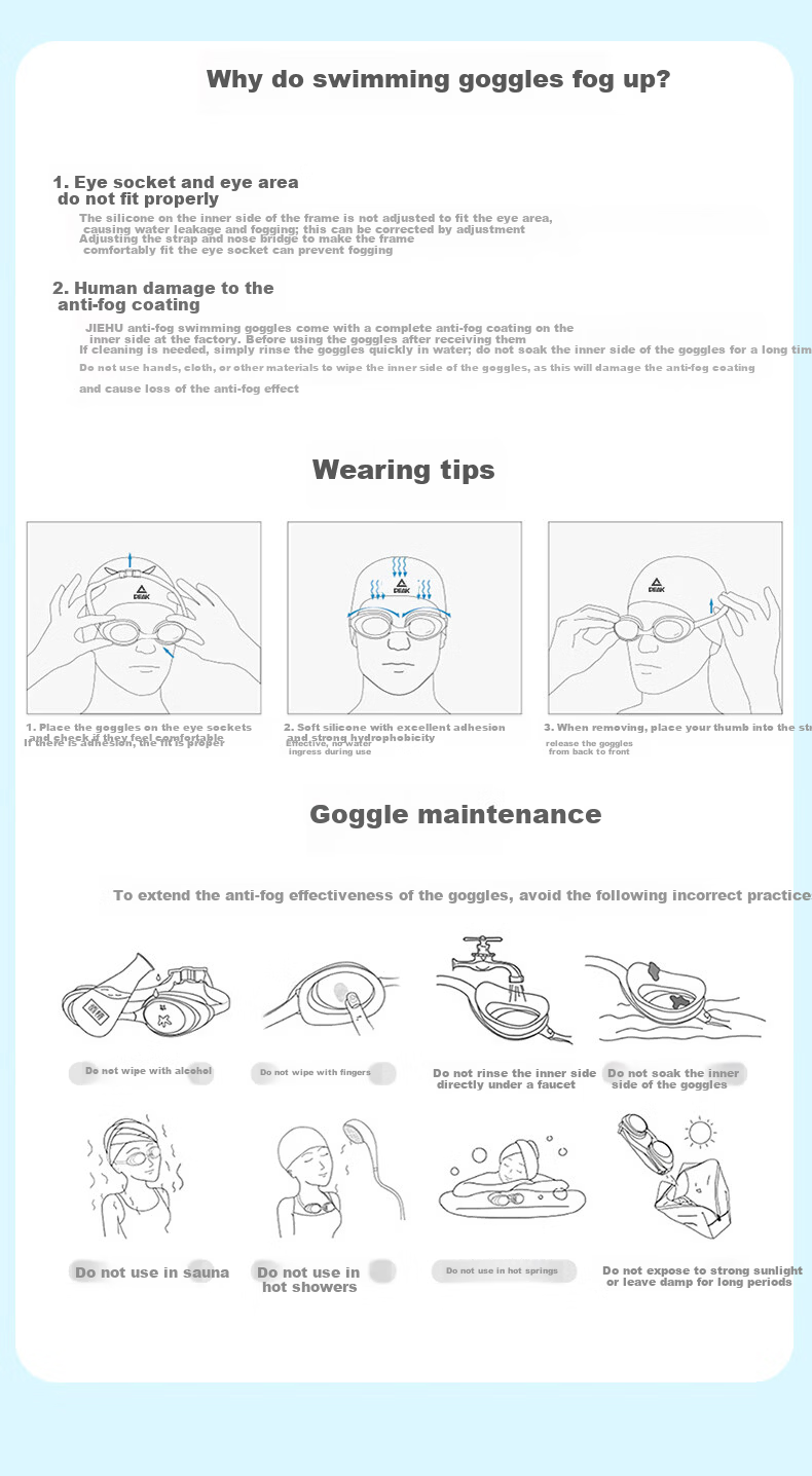 PEAK Children's Swimming Goggles, Anti-Fog And Waterproof, High-Definition Large Frame, Boys And Girls Swim Glasses, Swim Cap Set, Professional Swimming Equipment 13