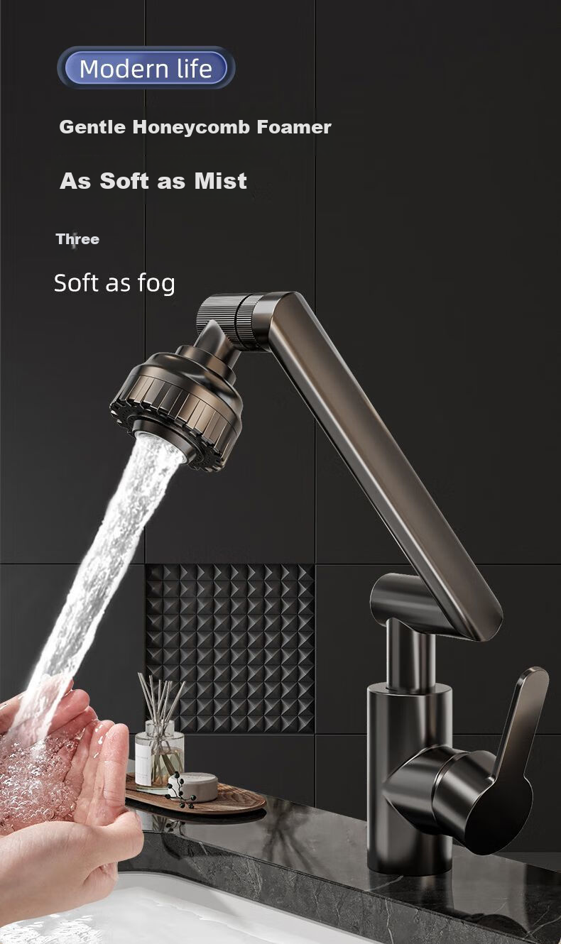 Baihan Faucet Basin Washbasin Faucet Bathroom Hot and Cold Two-in-One Mechanical Arm Basin Faucet 7