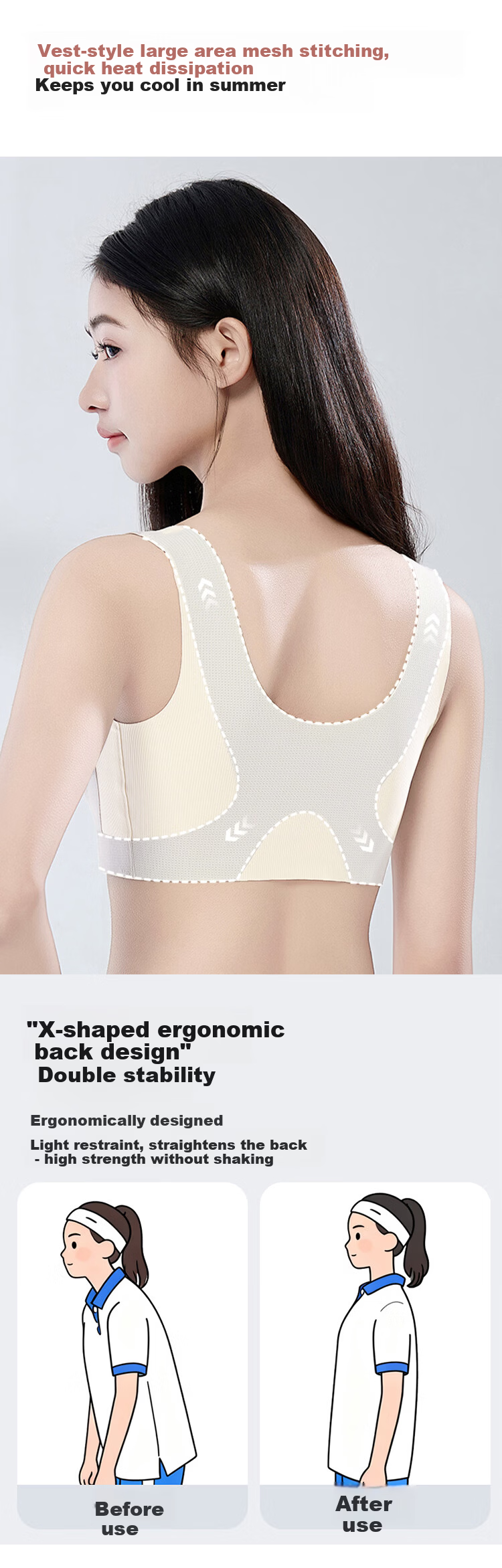 Herbal Original Color [10A Antibacterial] Girls' Sports Bra Shockproof Youth Development Bra for Middle and High School Girls 4