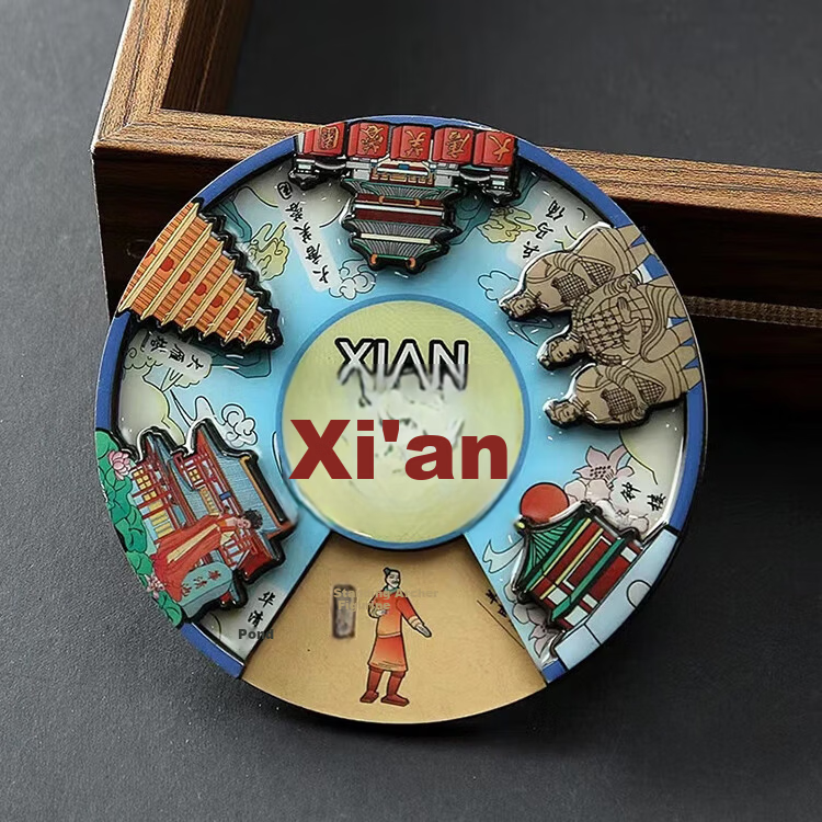 Yi Ju Changning Rotatable City Creative Refrigerator Magnet Travel Souvenir Xi'an China Landmark Spin Wheel Xi'an 7