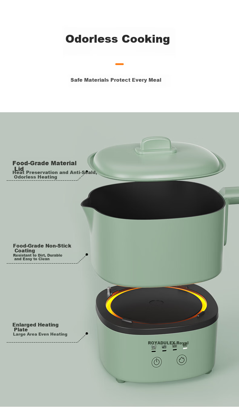 ROYALTY LINE Portable Electric Cooking Pot 2.2L Foldable Travel Pot 800W Detachable Dormitory Pot for 1-2 People Electric Hot Pot Smart Temperature Control Multifunctional Cooker 7