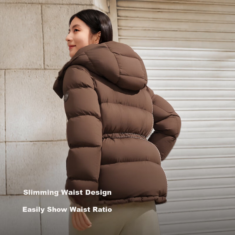 Bosideng Women's Winter Down Jacket Slim Fit Short Casual Thickened Removable Hood Stand Collar Versatile Coat