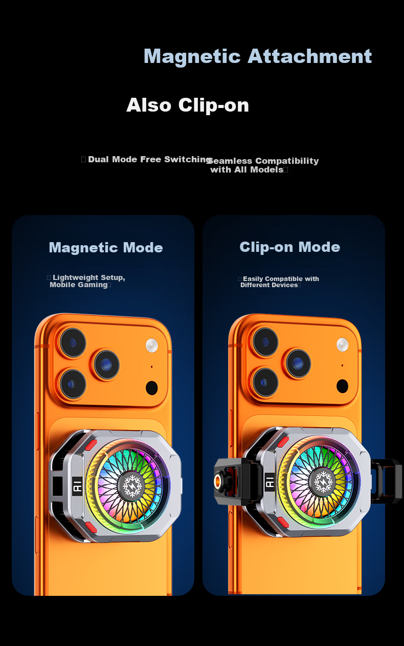 Zhiguozhe 38W Dual Airflow Magnetic Cooling Phone Cooler Ice-Making Semiconductor Cooling Clip for Gaming Live Streaming Compatible with Apple 28