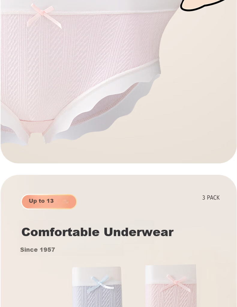 Langsha Girls' Cotton Briefs for Children, Junior High School, Triangle Underwear, Mid to Large Size, Developmental Stage, Class A 8