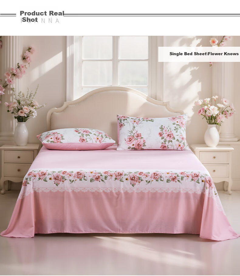 Fuanna Pure Cotton Bed Sheet Home Textile Full Cotton Single Dormitory Bedspread Bed Cover 1.5x2m Suitable Know Pink 5