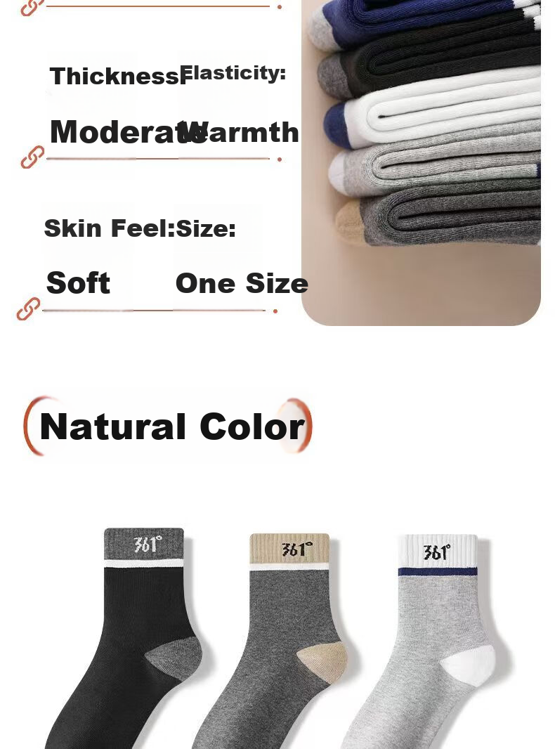 361° Authentic Winter Men's Casual Thick Fleece Thermal Crew Socks Solid Color White - 5 Pairs One Size 14