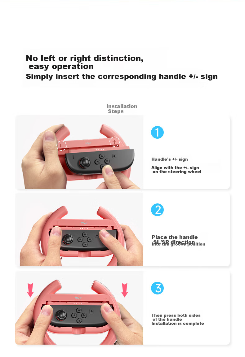 Liangzhi Compatible Nintendo Switch 2nd Gen Joy-Con Steering Wheel Black NS2 Motion Controller Accessory L1080 5