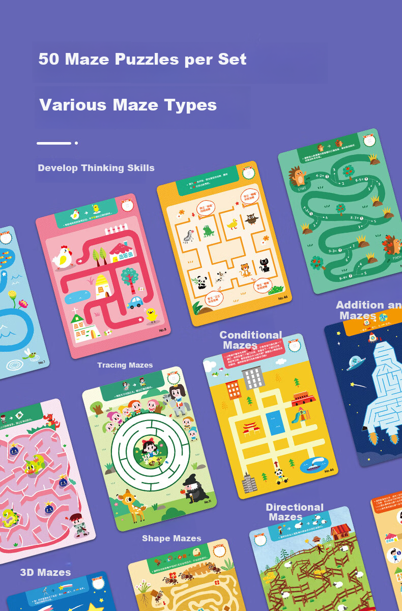 Shalin SAALIN Children's Penmanship Concentration Training Maze Book, Find Differences Logic Reasoning Puzzle Toy 4