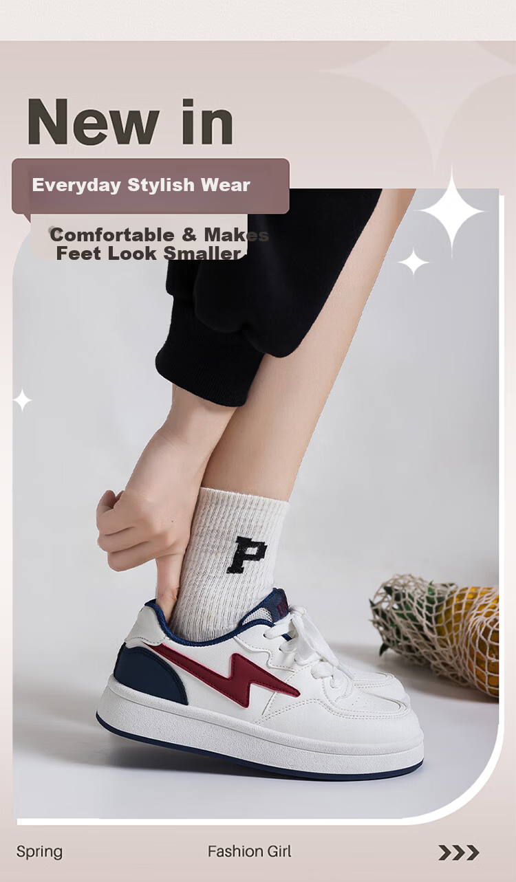 Global Lightning White Sneakers 2026 Spring Trendy Versatile Fashion Campus Lightweight Casual Women’s Ins Korean Style Shoes 4