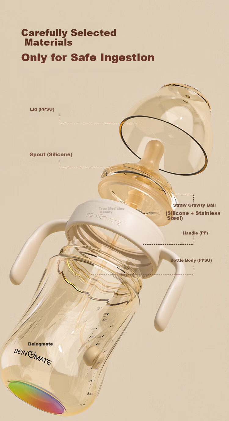 Beingmate Baby Diamond Glow Feeding Bottle Newborn Gift Set 0-6 Months Anti-Colic Eccentric Nipple PPSU Gravity Ball BBS 9