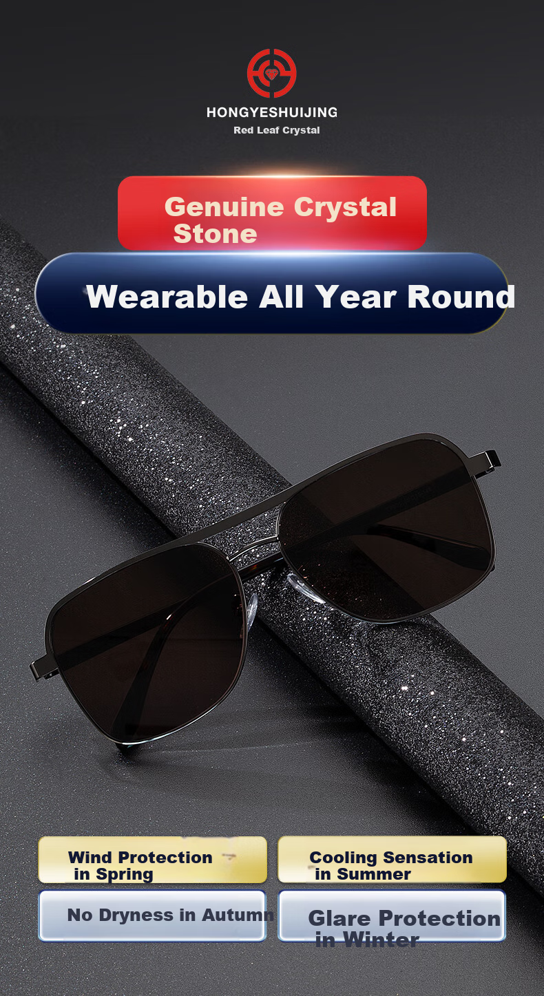 HONGYE Men's Crystal Large Frame Sunglasses Classic Aviator Driving Anti-Glare Outdoor Protective Eyewear for Middle-aged and Elderly 3