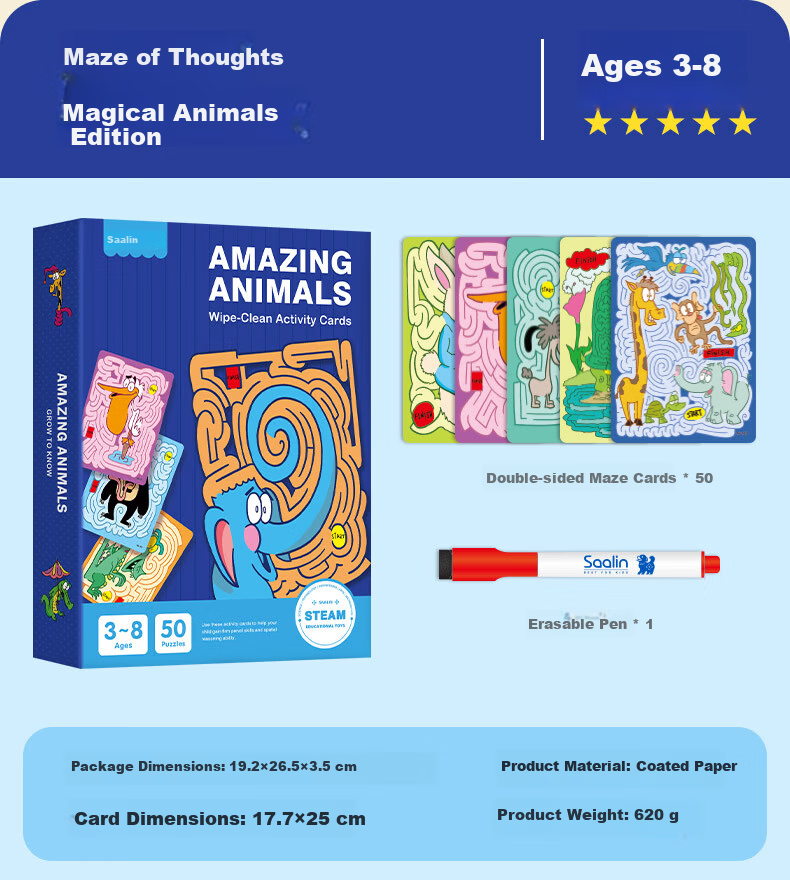 Shalin SAALIN Children's Penmanship Concentration Training Maze Book, Find Differences Logic Reasoning Puzzle Toy 20