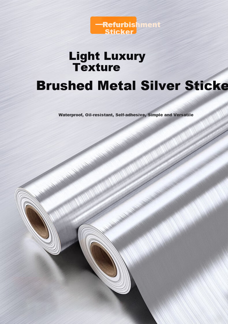 Cuttlefish Refrigerator Elevator Renovation Sticker Self-Adhesive Furniture Color Change Film Stove Protective Film Metal Brushed Silver 40*300cm 1