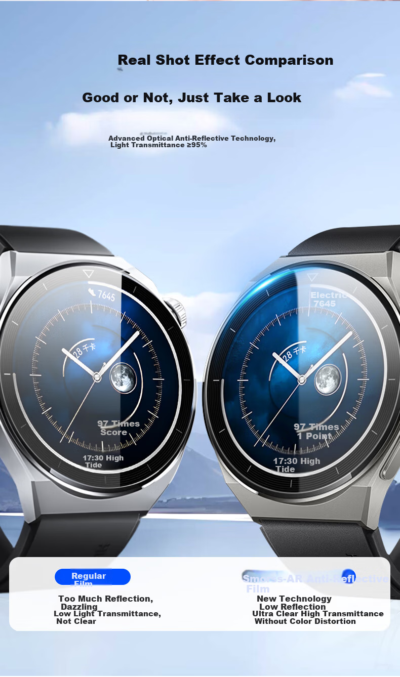 Smorss 2-Pack AR Anti-Reflective Screen Protector for Huawei Watch GT3 Pro 46mm Tempered Glass Film 5