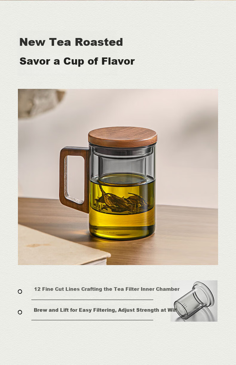 Fuguang Tea Infuser Cup High Borosilicate Glass Tea Water Separation Cup Flower Tea Cup Male Fair Cup Gift 400ML 3