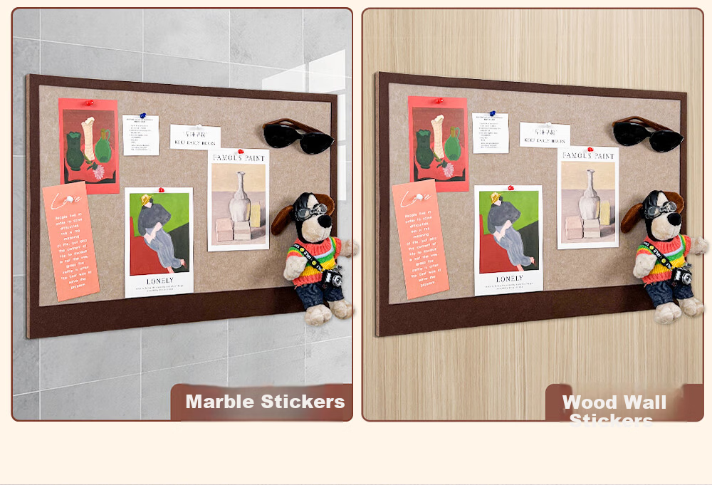 Xinuo Felt Board Photo Wall Background Hanging Wall Sticky Photo Frame Display Wool Felt Board Wall Sticker Cork Board No Drilling 3