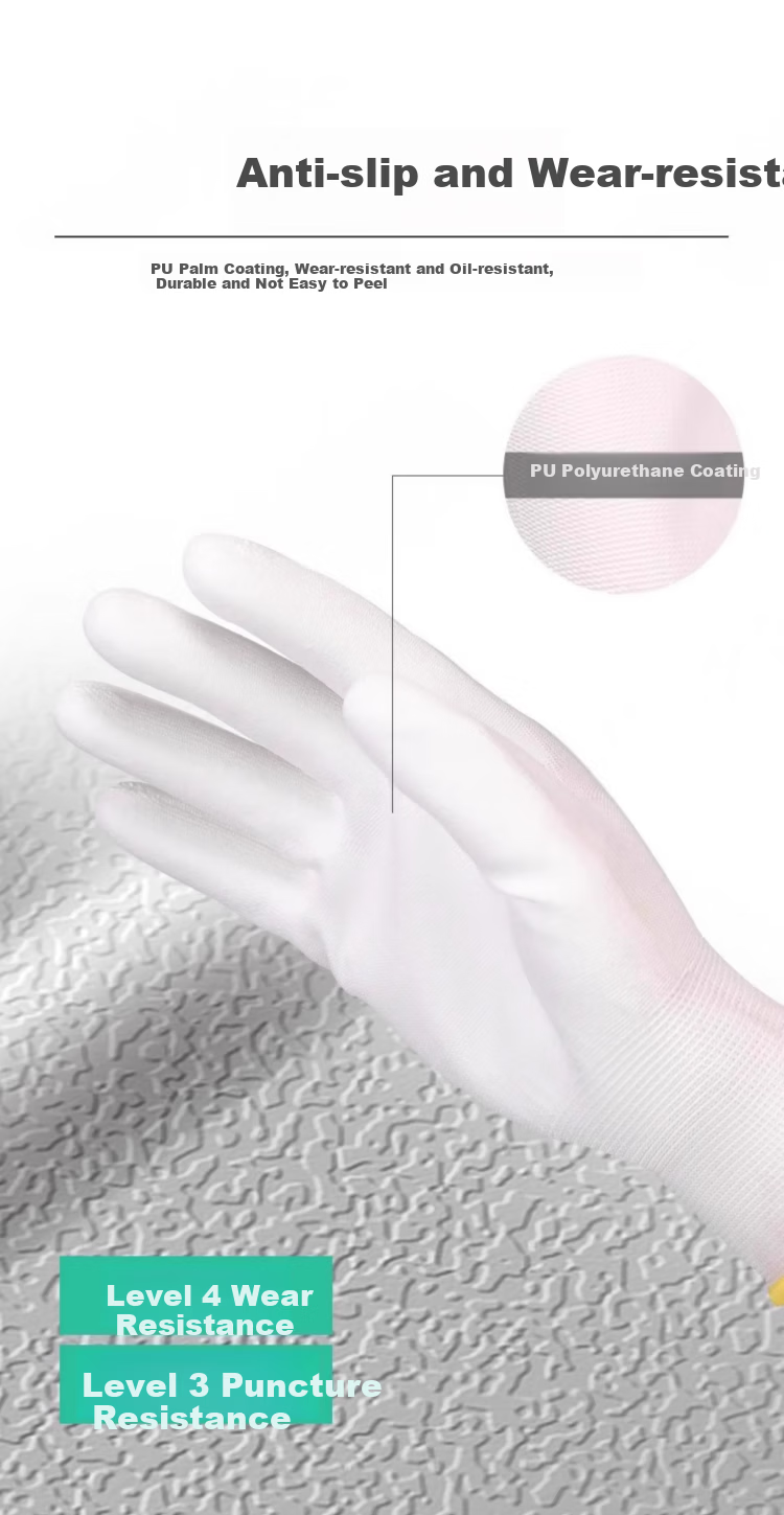 Ansell Protective Gloves Anti-Slip Wear-Resistant Mechanical Processing Handling PU Coated Tear-Resistant Work Gloves 48-125 (5 Pairs) Size 8/M 6