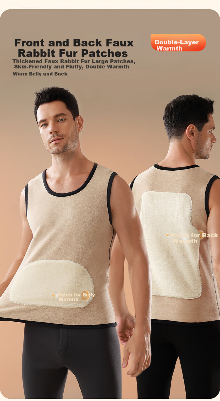 LangSha Men's Thermal Vest Fleece Lined Thickened Lamb Wool Base Layer Autumn Winter Insulated Gilet 6