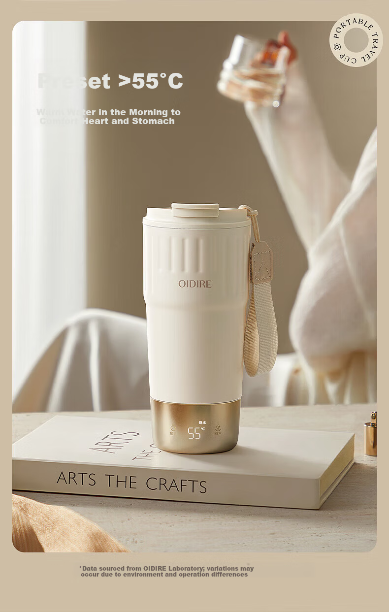 OIDIRE Electric Heating Cup Portable Electric Kettle Thermostatic Insulated Water Cup Small Travel Fast Heating Boiling Cup 400ML ODI-DRB6 10