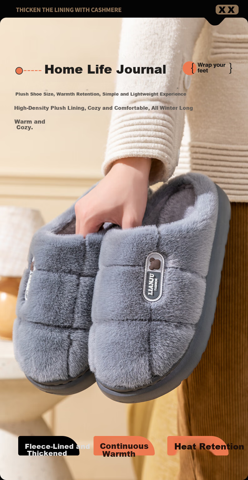 YUZHAOLIN Unisex Winter Fashion Plush Warm Indoor Cotton Slippers YG881 1