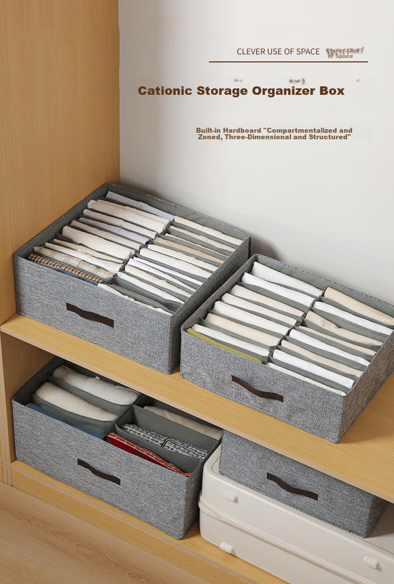 40,000 Kilometers Foldable Double-Row Divider Clothes Storage Box Underwear Drawer Dustproof Pants Organizer Box for Home 1
