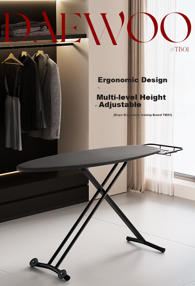 DAEWOO Folding Ironing Board Home Use Vertical Ironing Table Ergonomic Design Adjustable Height Ironing Board TB01 Deep Space Gray 1