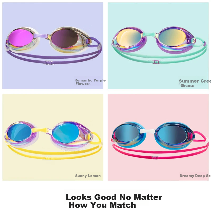 Sulang Racing Swim Goggles for Women Waterproof Anti-Fog Transparent HD White Small Frame Professional Crystal White