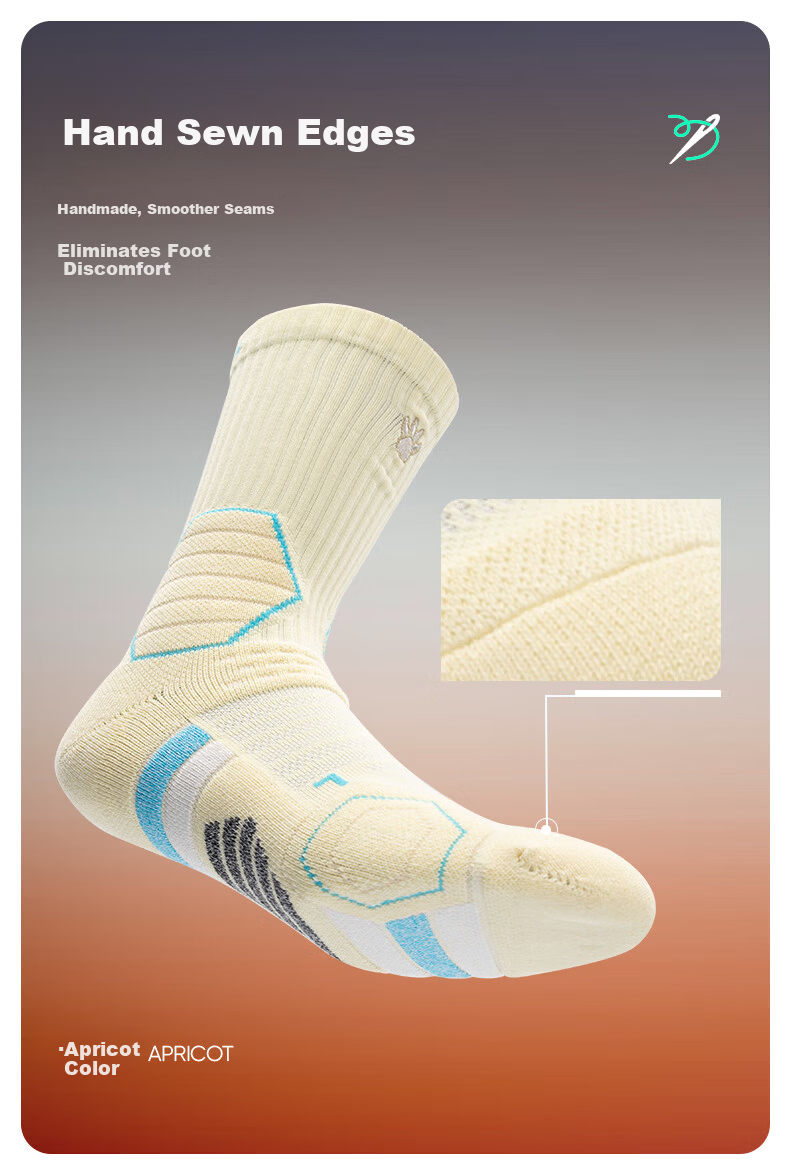 KELME Men's Basketball Socks Long Tube Professional Breathable Non-Slip Sports Training Socks Apricot One Size 7
