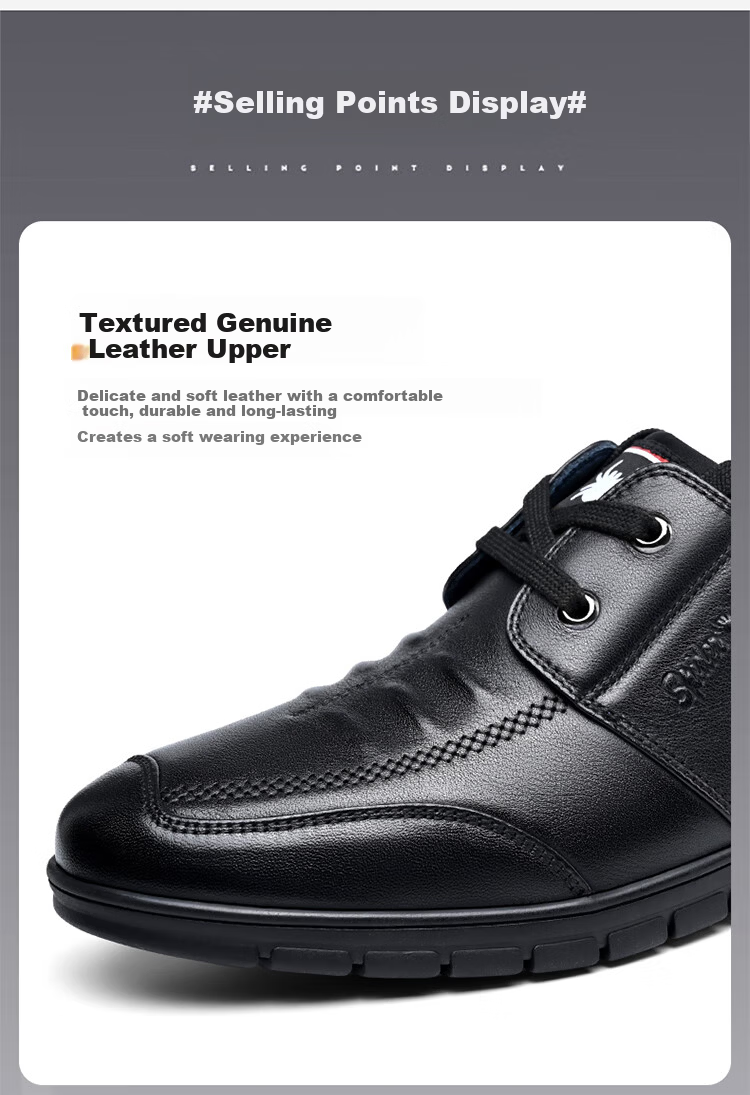 SPIDER KING Men's Korean Style Casual Leather Shoes, Trendy Fashion Lace-up Cowhide Soft Sole, Black, Size 37 8