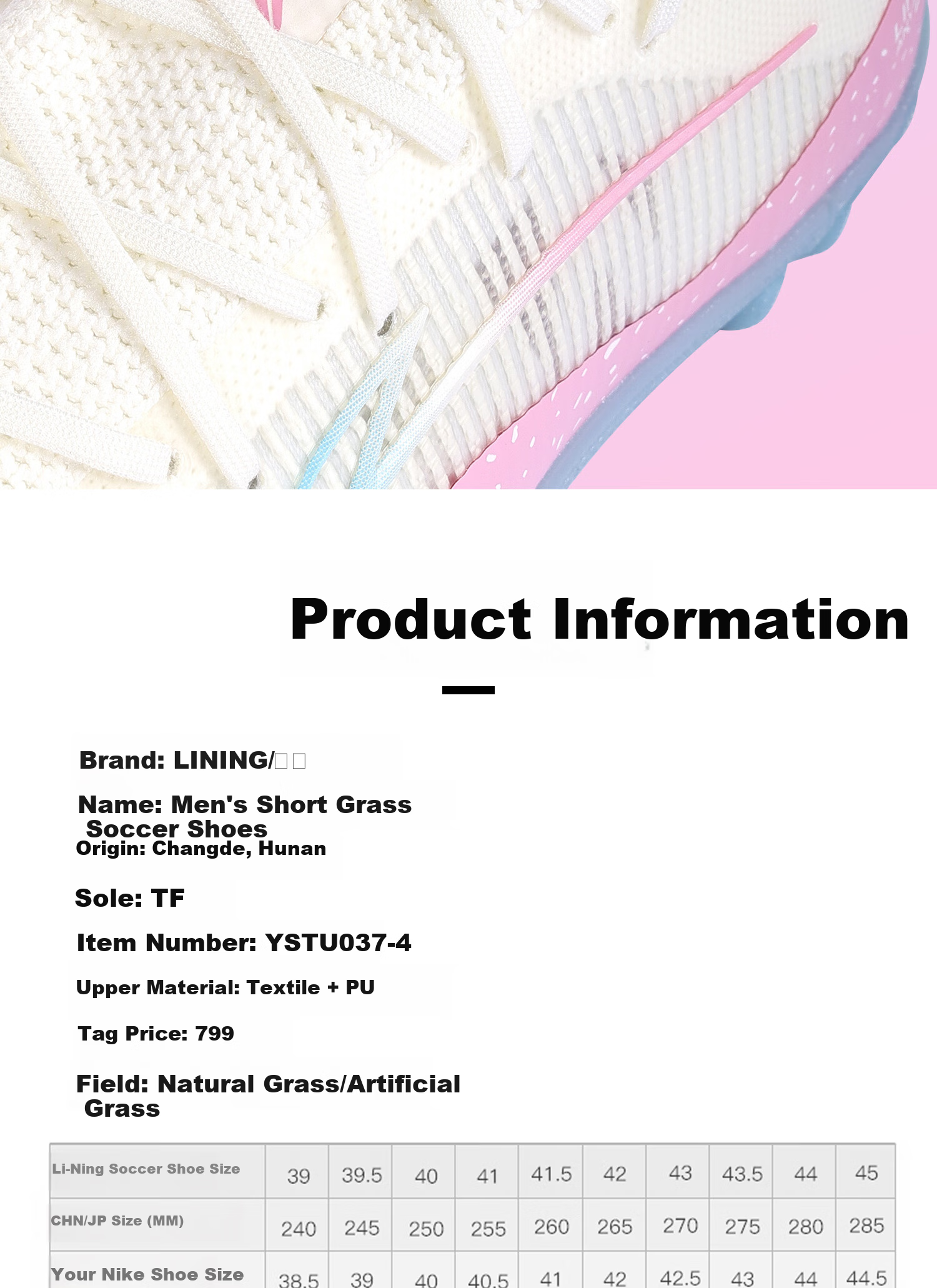 Li-Ning Men's Adult Football Shoes TF Turf Studs Youth High-End Shadow Professional Cushioning Training Sneakers Size 43 12