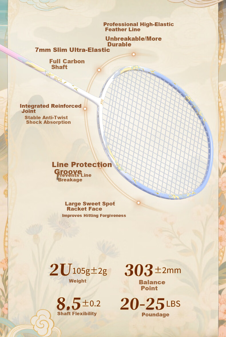 361° Badminton Racket Ultra-Light Full Carbon Mid Shaft Single Racket Guofeng Series Huayingyi Student Beginner Training Durable Set 3