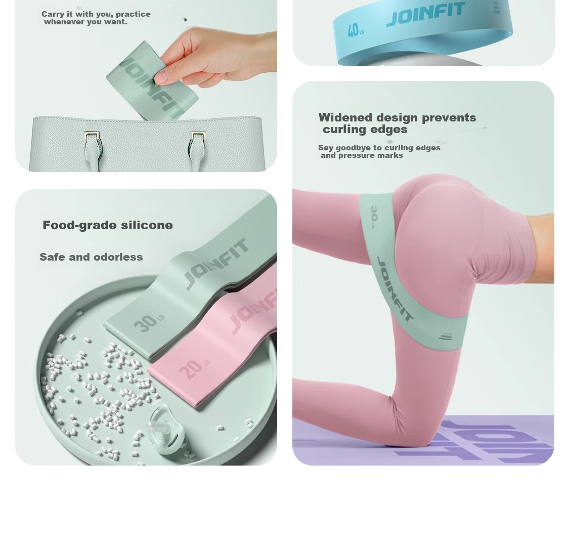 JOINFIT Silicone Resistance Band Fitness Yoga Hip Trainer 20lbs Floral Pink F.R.007A-J 6
