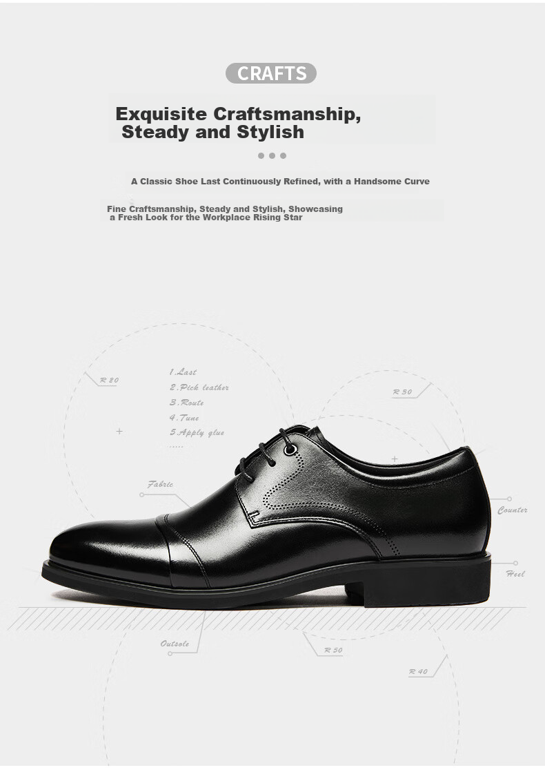 LAORENTOU Pointed Toe Leather Shoes for Men, Casual Soft-Soled Formal Business British Style Work Shoes, 200240 Black Hollow-Out, Size 40 14