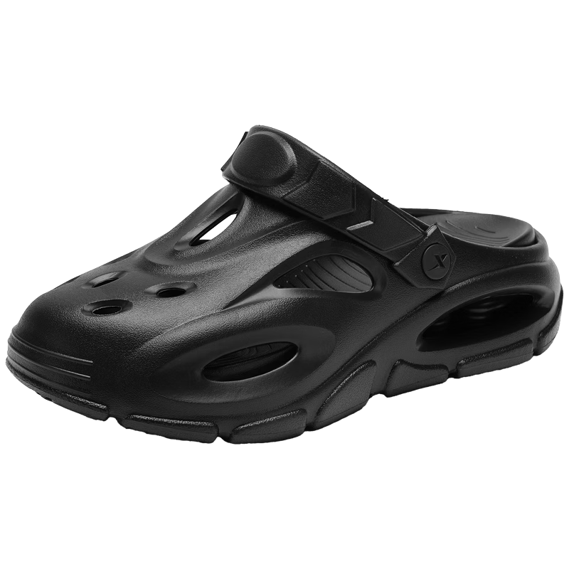 XTEP Men's Hole Shoes Beach Sandals Dual-Purpose Summer New Sports Sandals Black 047 Size 42-43