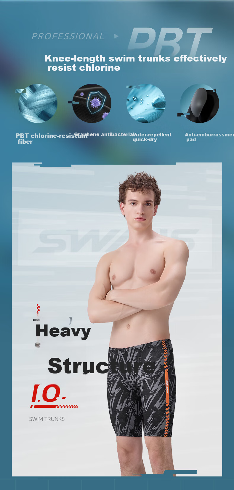 SWANS Men's Professional Sun Protection Quick-Dry Swim Shorts, 5-Point Length, Black Gray, XL 1